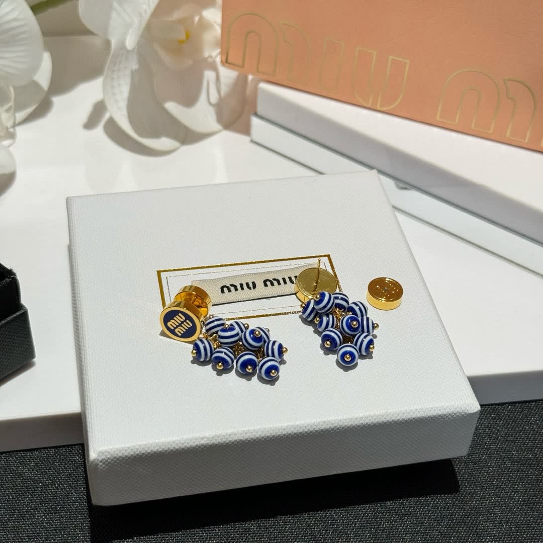 Miu Miu Blue and Gold Earrings